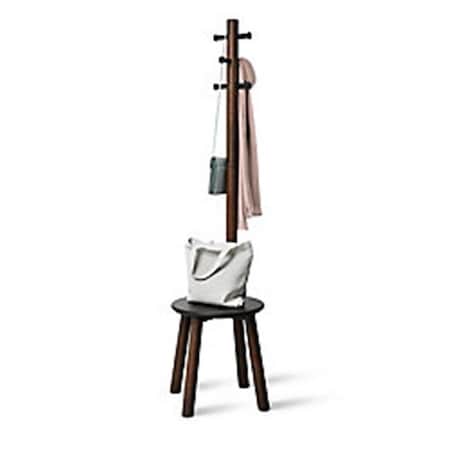 Umbra Umbra 1014257-048 Pillar Stool & Coatrack; Black & Walnut 1014257-048